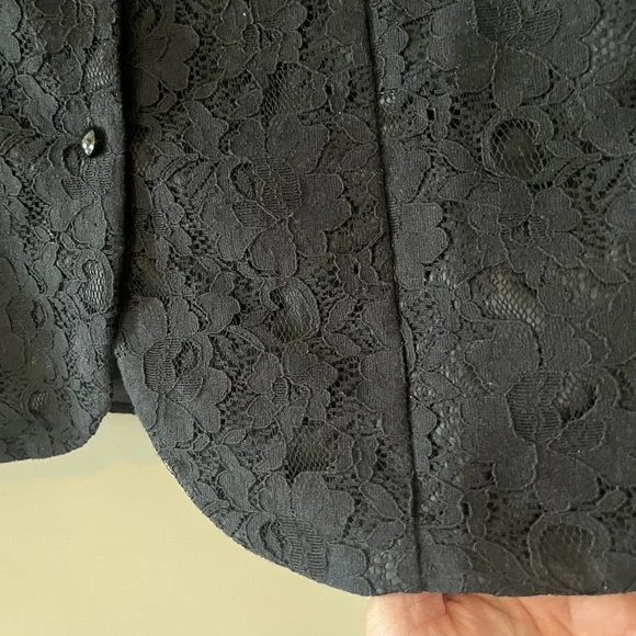 Talbots Black Lace Overlay Black Blazer Suit Jacket Women’s Size 14 - Picture 6 of 16